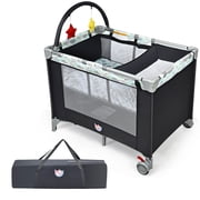 Gymax Portable Baby Playard Nursery Center Playpen with Changing Station & Mattress, Unisex