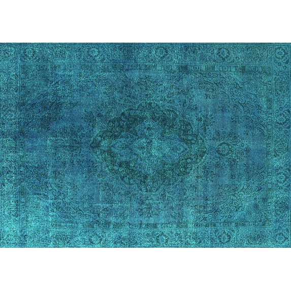 Ahgly Company Indoor Rectangle Persian Turquoise Blue Bohemian Area Rugs, 2' x 5'