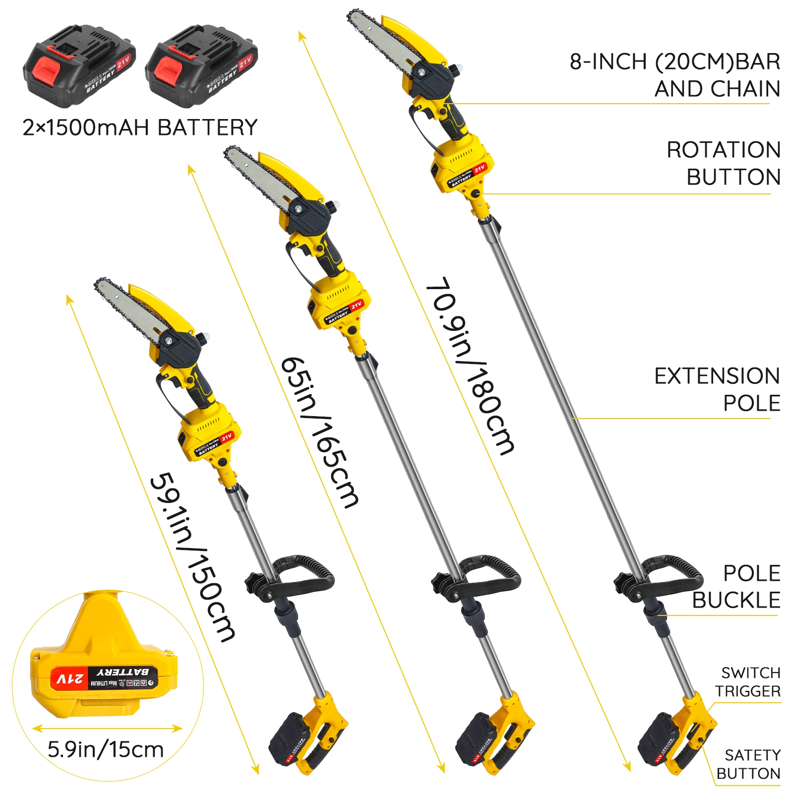 AquaAurix Mini Chainsaw Cordless 6 inch with 2 x 1.5Ah Battery, Mini Power Chain Saw, Electric Chainsaw, Handheld Small Chainsaw for Tree Trimming Wood Cutting