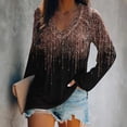 thumbnail image 2 of Pompotops Femmes Manches Longues Chemises Décontractées Pull-Over Tunique en Vrac Imprimé V-Neck Chemisier, 2 of 6
