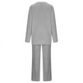 thumbnail image 4 of SDNall Two Piece Outfits Long Sleeve Solid Color Tops with High Waist Pants Baggy Warm Pajama Sets, 4 of 9