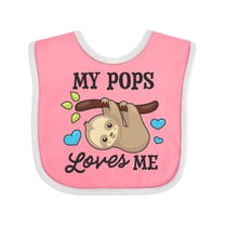 Inktastic My Pops Loves Me with Sloth and Hearts Boys or Girls Baby Bib