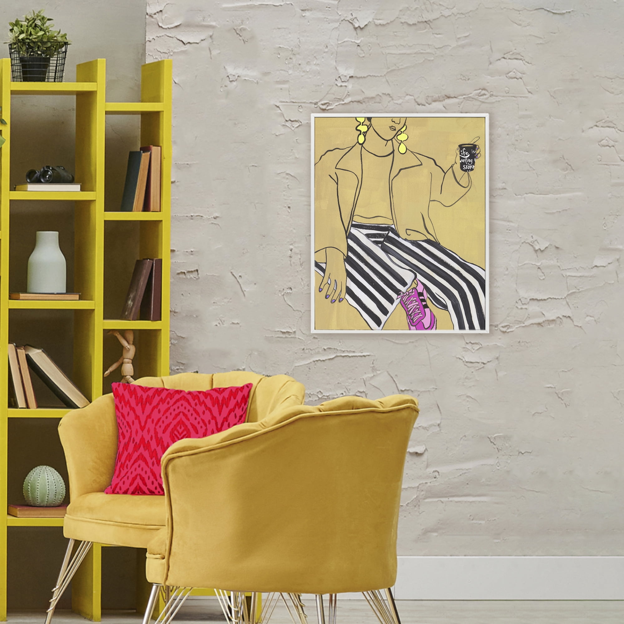 Stupell Industries Fashion Girl in Stripes White Framed Giclee Art, design by Melissa Wang