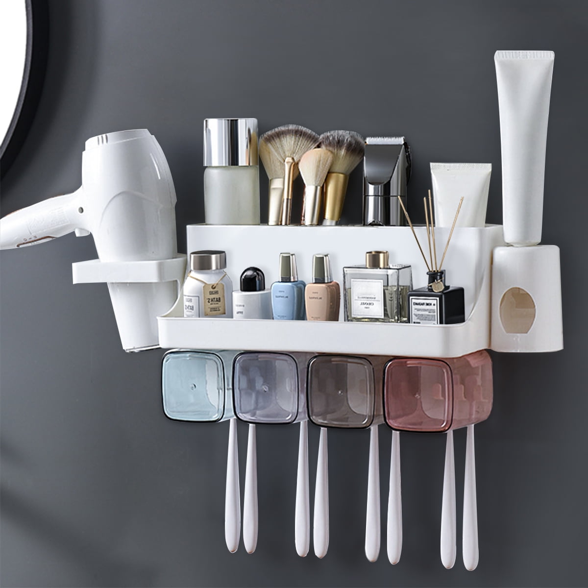 Toothbrush Toothpaste Tumbler Holder Bathroom Accessory Shelf Rack Organiser 