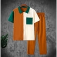 thumbnail image 3 of MHOSTAFH Men 2 Piece Summer Sets Short Sleeve Button Down Shirt and Long Pant Set Spring Casual Tracksuit for Men, 3 of 9