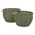 thumbnail image 1 of Plutus 2 Piece Modern Water Hyacinth Basket Set in Green, 1 of 1