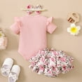 thumbnail image 5 of 3PCS Newborn Toddler Baby Girls Letters Bodysuit Tops + Floral Tutu Short Pants Outfits 0-18M, 5 of 12