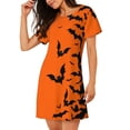 thumbnail image 2 of Fuzoiu Halloween Bats Print Women Nightgowns, Soft Comfy Lightweight Short Sleeves Sleepwear,Crew Neck Loungewear, 2 of 6