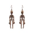 thumbnail image 1 of Pendientes de Halloween para mujer, pendientes largos de estilo gótico con diseño de esqueleto, de Halloween, dorados, 1 of 5