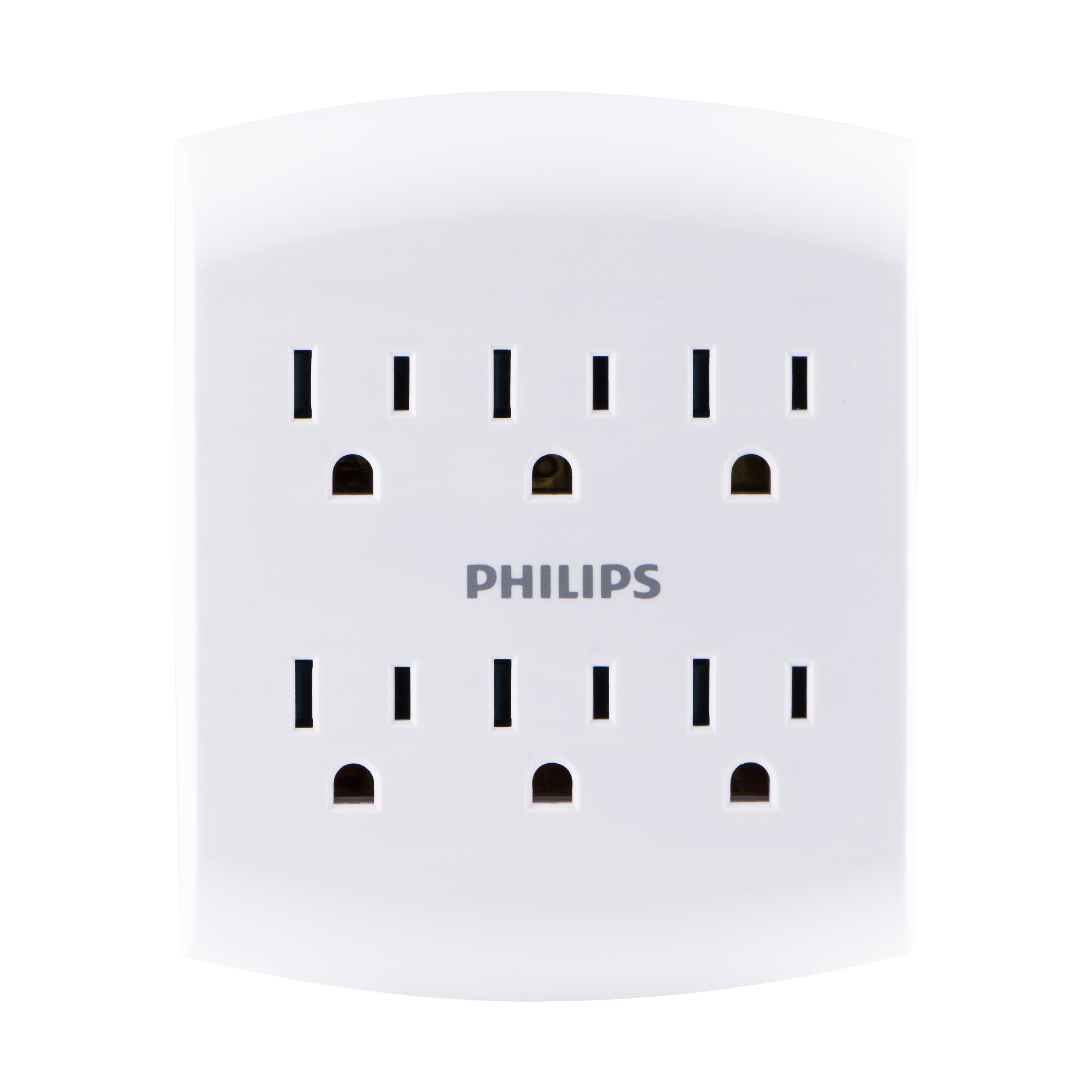 Philips 6 Outlet Outlet Adapter, Wall Tap Power Strip, Tamper Resistant Protected Outlets