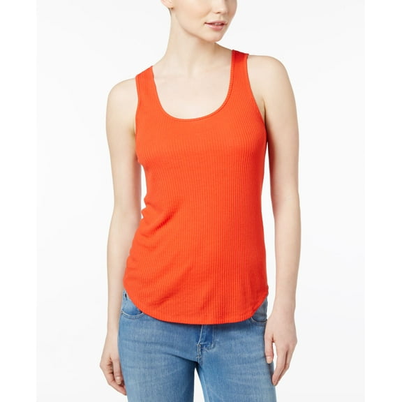 kensie Ribbed Scoop Neck Tank Top Womens L Orange shirt MSRP $51