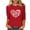 #254-Red, variant on Craaazy Women's Hearted-Printed Round Neck 3/4 Sleeve Loose Tops Gifts