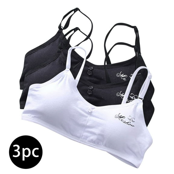 AOOCHASLIY Women Bras Plus Size 3pc Student Teenage Developmental Tank Top Alphabet Printed Underwear Anti-Shine Bandeau Daily Bra