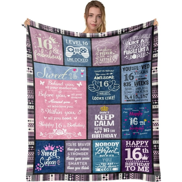 XZYG Sweet 16 Gifts for Girls Sweet 16 Birthday Decorations 16th Birthday Gifts for Girls Gifts for 16 Year Old Girl 16 Year Old Girl Gift Ideas Sweet Sixteen Gifts for Girls Blanket(30*40inch)