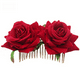 thumbnail image 3 of Peineta de franela con rosas Accesorios para el cabello Accesorios para el cabello con rosas dobles, 3 of 6