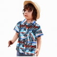 thumbnail image 3 of Larisalt Toddler Baby Boys Summer Clothes Print Lapel Button-Down Shirt Top Little Boy Vacation Clothes, 3 of 6