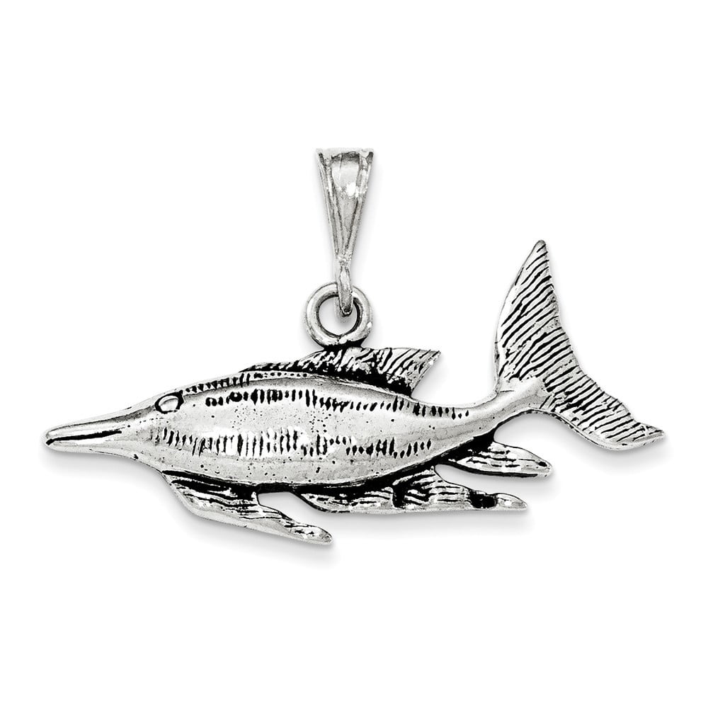 Sterling Silver Antiqued Fish Pendant