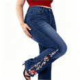 thumbnail image 2 of QERINTE Womens Plus Size bootcut Jeans High Waisted Stretchy Jeans Curvy Embroidered, 2 of 7