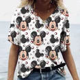 thumbnail image 4 of Camiseta de verano 2024 con estampado de Mickey Mouse de Disney, pintura abstracta en 3D, cuello en V para mujer, camiseta holgada informal de calle multicolor para niña, 4 of 5