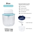 thumbnail image 4 of Wosthever Picadora eléctrica de ajo 2 en 1, prensa de cocina, picadora de alimentos, molinillo de frutas, batidora de huevos desmontable, trituradora, Electrodomésticos Azul blanco Wosthever HA062933-02, 4 of 6