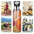 thumbnail image 7 of Yayeee 33oz Insulated Water Bottle Double Wall Stainless Steel with Flip Straw Lid, Orange Abstract Floral, 7 of 7