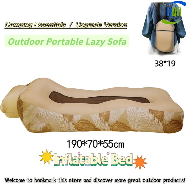 Outdoor Portable Air Beds, Inflatable Bed, Camping Essential, Waterproof, High Load-Bearing, Brown Pattern