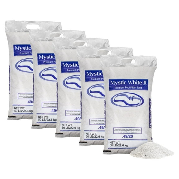 U.S. Silica 50 Pound Mystic White II Swimming Pool Filter Sand, White, 5 Pack