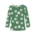 thumbnail image 5 of Abcomgle Long Sleeve Shirts for Girls 10-12 Casual Daisy Flower Print Crewneck T-Shirts for Girls Winter Basic Top for Girls Cute Girls Blouses 9-10 Years,Mint Green, 5 of 6