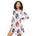 thumbnail image 3 of FORMRS Womens Long Sleeve Nightgowns Crew Neck Sleep Shirt Soft Pajamas Sizes S-3XL, Star Spangled Helmets, 3 of 8