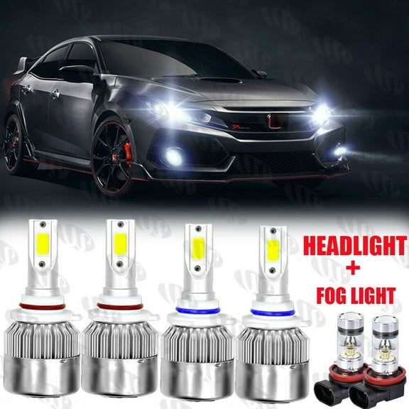 For Honda Civic 2006-2015 LED Headlight High Low Fog Light Bulbs Kits 3Pair