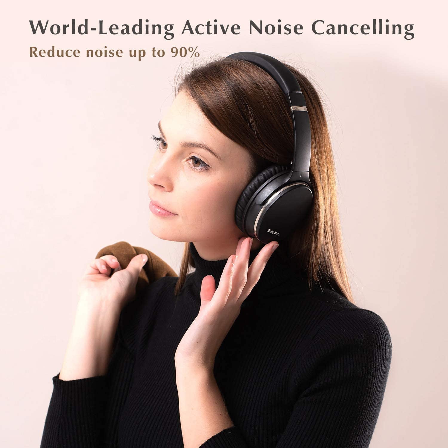 Srhythm NC35 Noise Cancelling Headphones,Over-Ear Headphones Wireless,Wireless Bluetooth 5.3, 50+ Hours Playtime for Home,Office,Travel