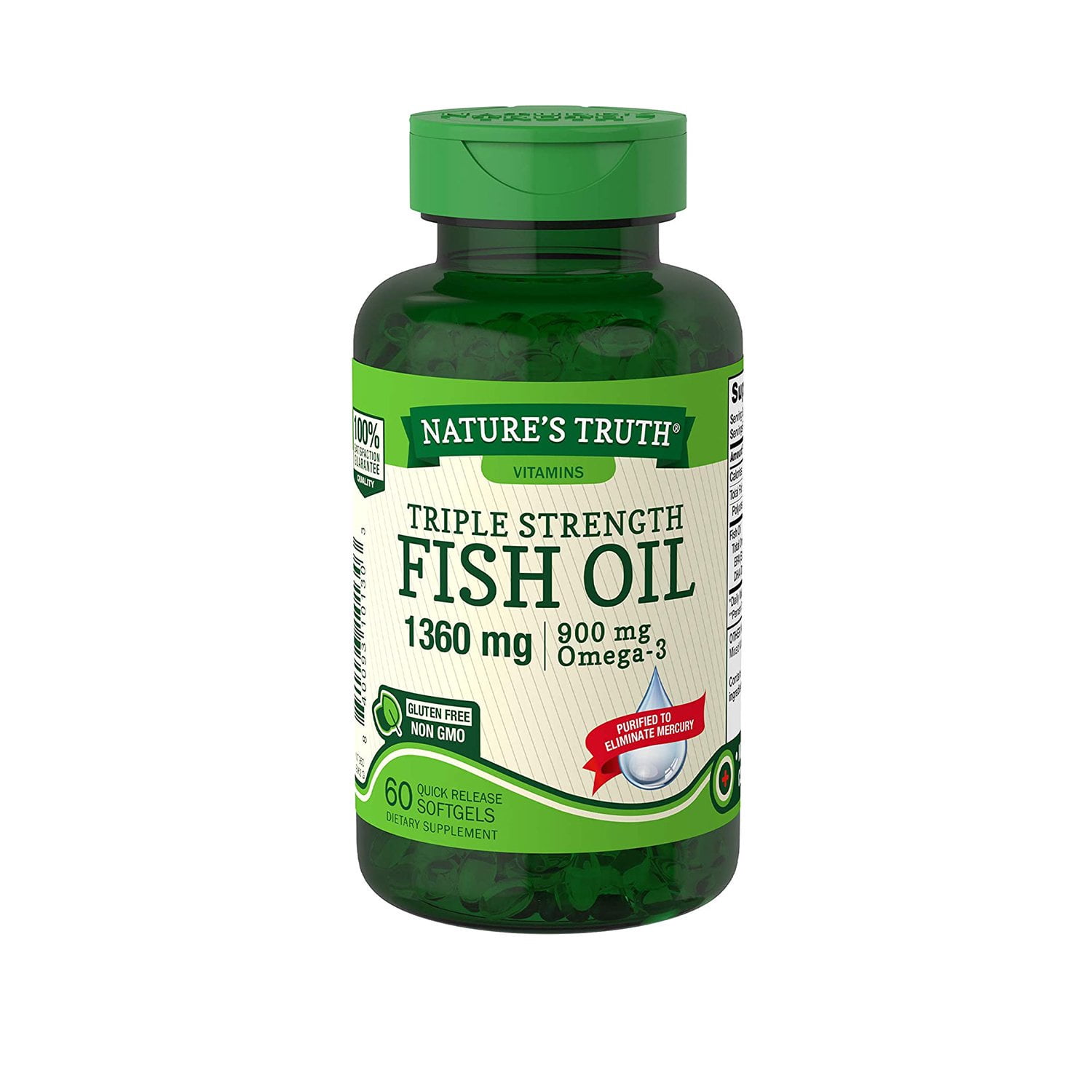 Nature's Truth Fish Oil 1360 mg Dietary Supplement - 60 Softgels, Pack of 4