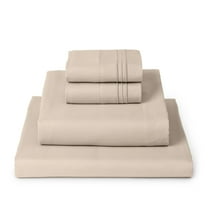 Mellanni 4-Piece Iconic King Bedsheet Set - Microfiber, 16" Deep Pocket, Cooling, Wrinkle, Fade, Stain Resistant, Beige