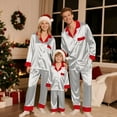 thumbnail image 7 of Hxshgdsn Family Pajamas Set Matching Striped Button Down Long Sleeve Tops And Straight Leg Pants Loungewear 2Pcs Gray 130, 7 of 7
