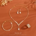 thumbnail image 4 of MUCHENGGIFT Bridal Wedding Jewelry Set Silver Rhinestone Necklace Earrings Sets Formal Costume Jewelry for Women and Brides, 4 of 4