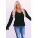 thumbnail image 4 of ABPHQTO Top tipo babydoll con escote en V y volantes plisado negro para mujer, 4 of 5