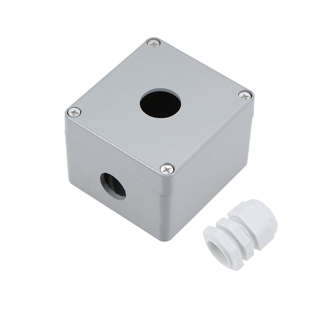 Caja de control de interruptor de botón pulsador 22mm 1 orificio para botón gris 1pcs