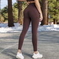thumbnail image 4 of High Waist Ribbed Leggings with Seamless Fit - Small, Coffee, 4 of 5