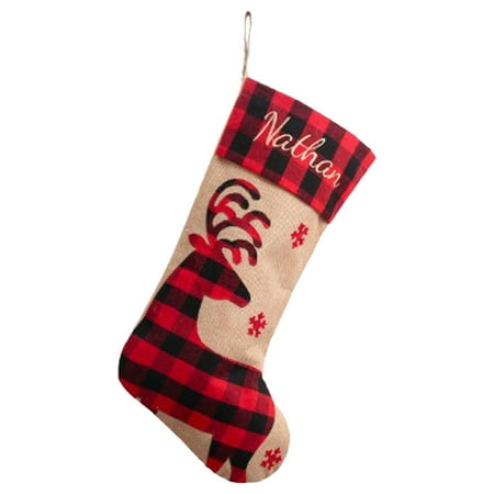 

MCat Christmas Pendant Fine Workmanship Comfortable Touch Good Stitching Cute Festive Increase Atmosphere Non-woven Fabric Christmas Gingham Elk Snowflakes Sock Pendant for Kids