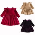 thumbnail image 5 of 2025 Robe en Velours pour Bébé Fille 9M-5Y, Manches Longues à Volants, Robe de Princesse pour Fête d'Anniversaire Rouge, 5 of 5