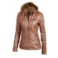 thumbnail image 4 of Chaqueta con capucha con capucha de cremallera con capucha de cuero de Faux de la mujer Abanopi XXXXXL, 4 of 5