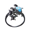 thumbnail image 4 of Unisex Blue Fire Opal Turtle Ring Copper Plated European American Design Inlay Gemstone Fashion Ring Everyday, 4 of 6