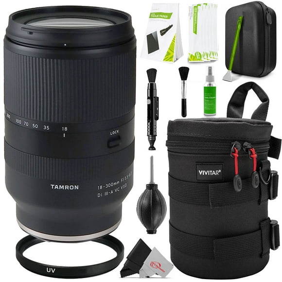 Tamron 18-300mm f/3.5-6.3 Di III-A VC VXD Lens for FUJIFILM X + Tamron 67UV 67mm UV Filter for 67mm Thread Lenses + Case + Cleaning Kit