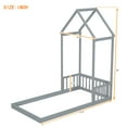 thumbnail image 5 of Twin Size House Floor Bed, House-Shaped Bed Frame with Semi-Fence Design, Pine Wood Floor Bed for Girls/Boys- Grey, 5 of 5