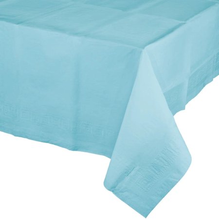 Touch of Color Tissue Tablecover, 54" x 108", Poly Backing, Pastel Blue, 1 Ct