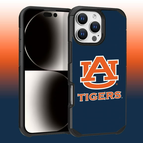 Apple iPhone 16 Pro Max (6.9) - Licensed NCAA of Auburn University Tigers Logo on Dark Blue Textured Dual Layer Case
