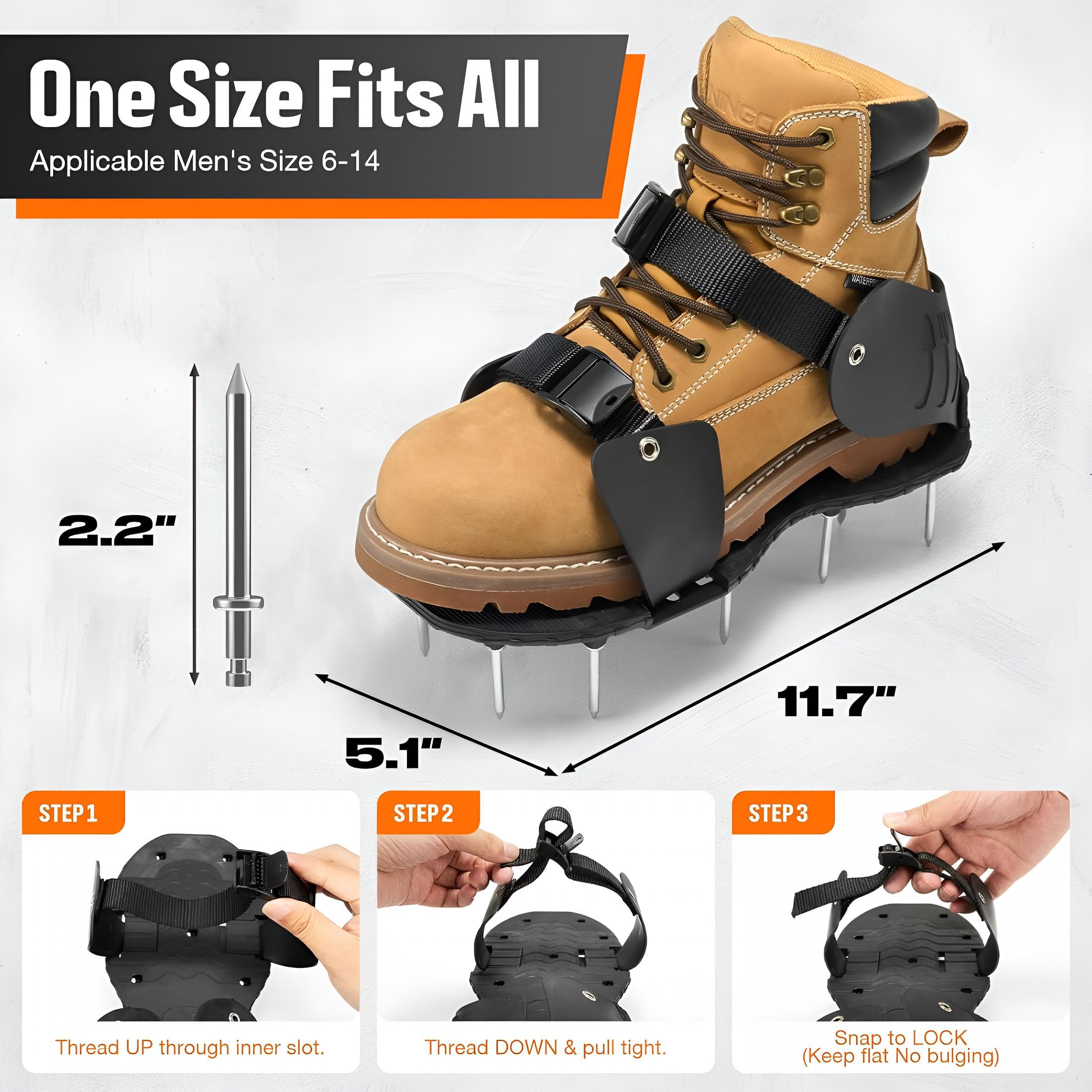 ZHZFKQ Pre-Assembled Lawn Aerator Shoes for Yard Grass, Aerator Lawn Tool with Heavy Duty Spikes for Effectively Aerating Lawn Soil, Air Aerator Tool with Adjustable Dual-Buckle for Men Sizes 6-14