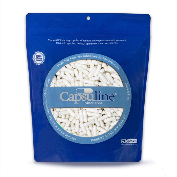 Colored Size 0 Empty Gelatin Capsules by Capsuline White/White