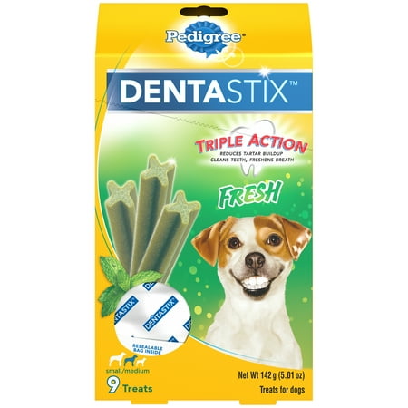 Pedigree Dentastix Small/Medium Dental Dog Treats, Fresh Flavor, 5 Oz. Pack (9