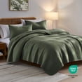 thumbnail image 2 of Juego de ropa de cama Palassio a rayas verde oliva 100% algodón California Cal King, 2 of 7
